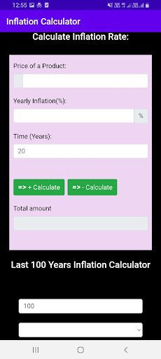 Inflation Calculator Screen 2