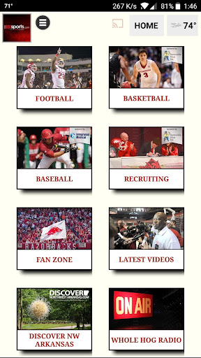 Android application Whole Hog Sports screenshort