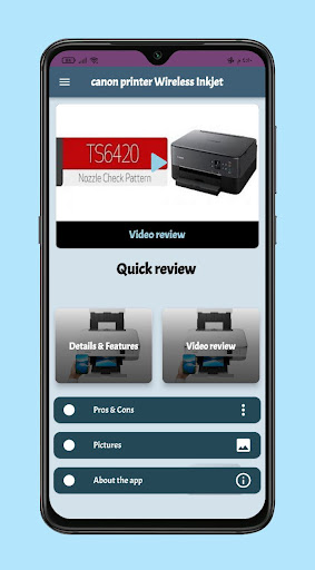 Android application canon Wireless Inkjet Guide screenshort
