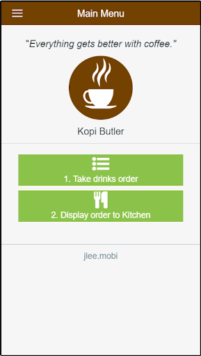 Android application Kopi Butler screenshort
