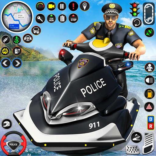 Police Boat Chase Crime Games  Icon