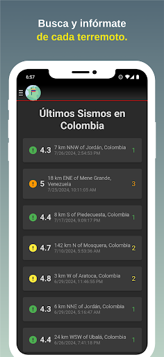 Android application Sismología Colombia screenshort