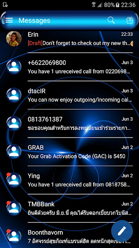 SMS Messages SpheresBlue Theme Screenshot 3 - AppWisp.com