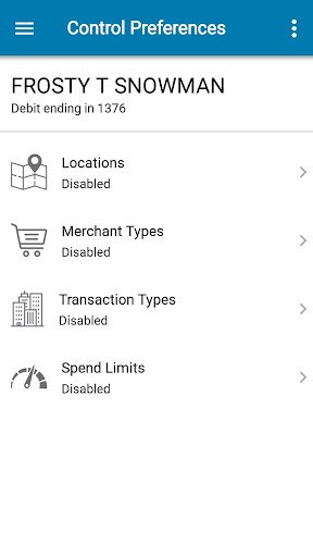 AgFed Debit CardControl Screen 3