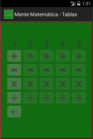 Android application Mente Matemática - Tablas screenshort