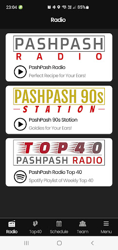 Android application PashPash Radio screenshort