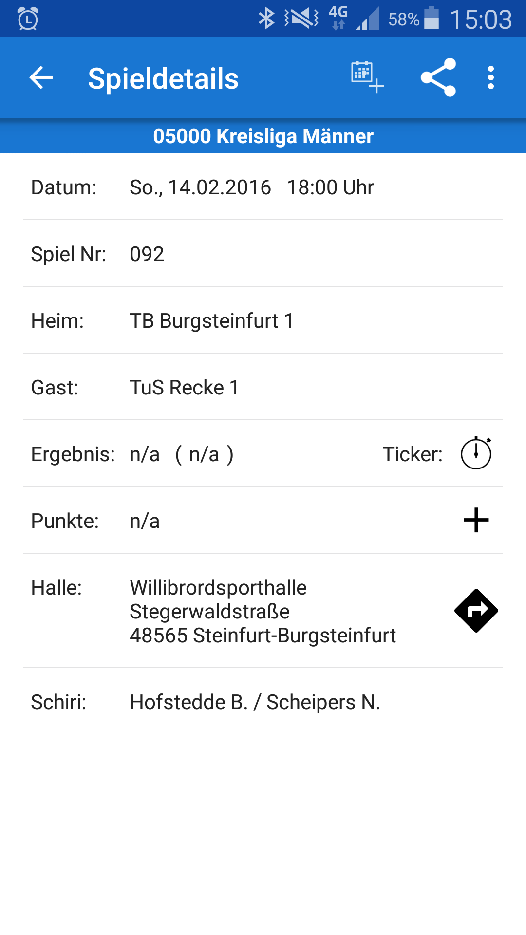 Android application TuS Recke Handball screenshort