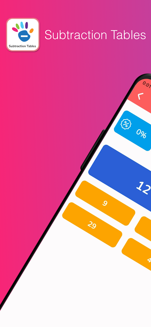Android application Subtraction Tables screenshot