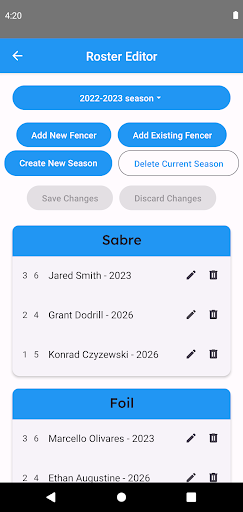Android application Touch By Touch-College Fencing screenshort