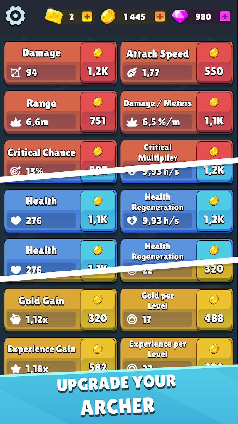 Highlight features of Idle Archer Tower Defense RPG Mod APK