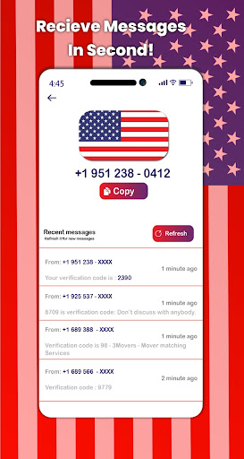 Screenshot of USA Phone Number - Receive SMS