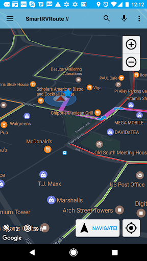 Screenshot of SmartRVRoute 2 RV Navigation