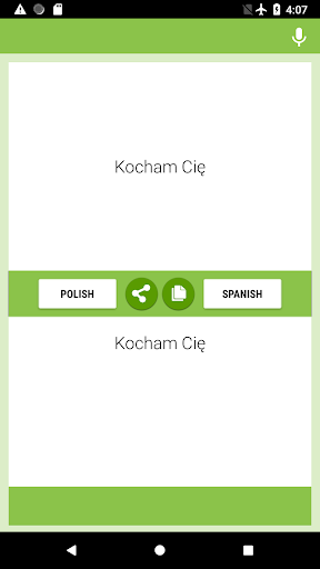 Polish-Spanish Translator Screen 2
