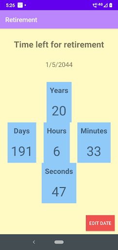 Retirement countdown clock Screen 3