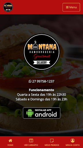 Android application Montana Hamburgueria screenshort