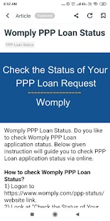PPP Loan App - Status SBA Loan Screenshot