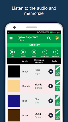 Screenshot of Learn Esperanto Language App