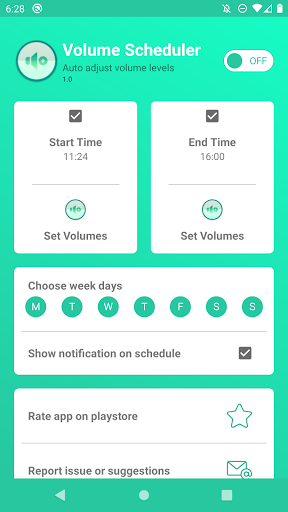 Android application Volume Scheduler - silent mode screenshort