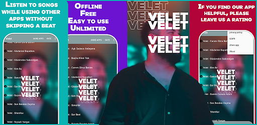 Android application Velet - turkish Music screenshort