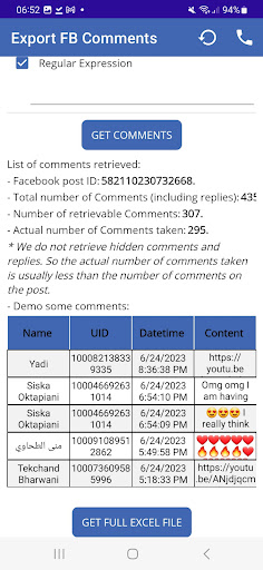 Export Comments Screen 3