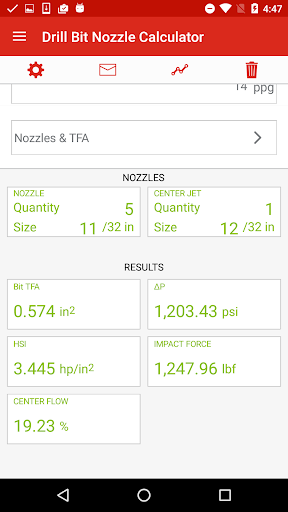 Drill Bit Nozzle Calculator Screen 2