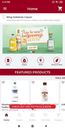 Android application King Solomon Liquors screenshort