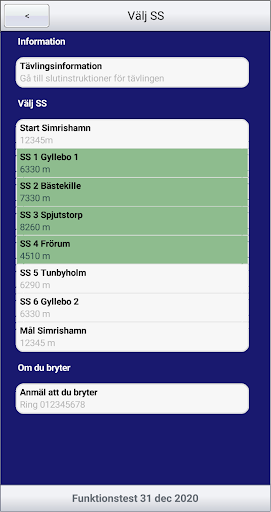 Android application Resultatservice Tidkort screenshort
