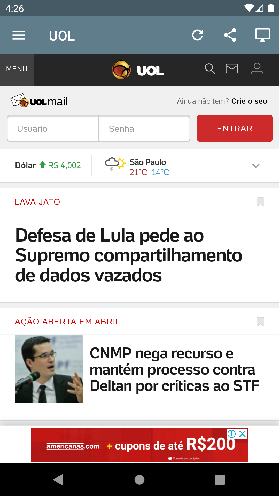 Android application Jornal do Brasil screenshort