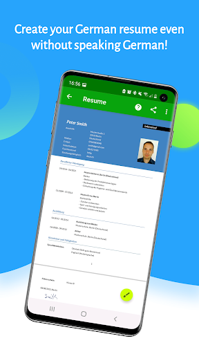 Android application German Resume Builder screenshort