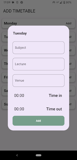Uni Timetable Screen 3