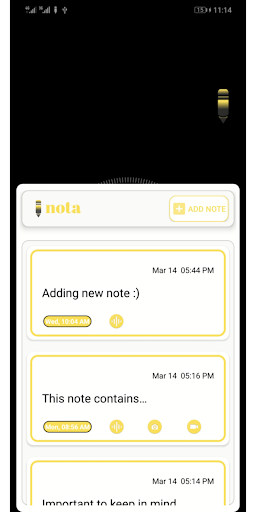 Android application Nota screenshort