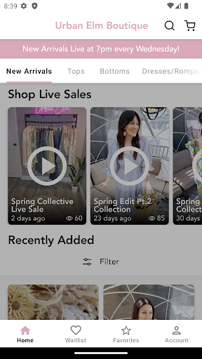 Android application Urban Elm Boutique screenshort