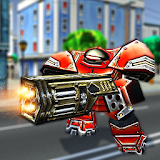Robot laser shooter track race icon