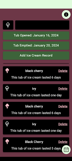 Android application Black Cherry Ice Cream Tracker screenshort