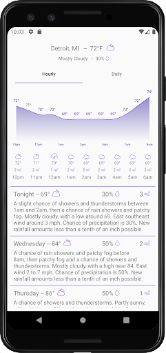 Android application Purple Weather screenshort