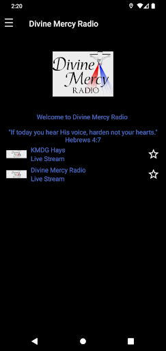 Android application Divine Mercy Radio. screenshort
