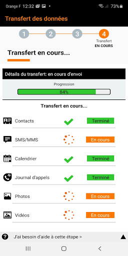 Transfert des données Screen 3