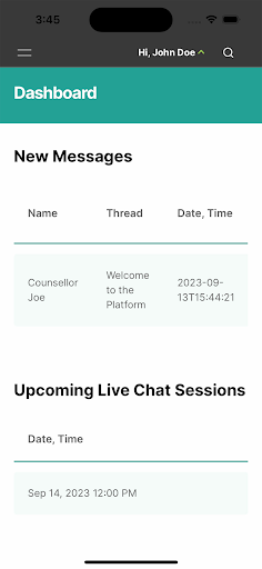 Android application WES Online Counselling screenshort