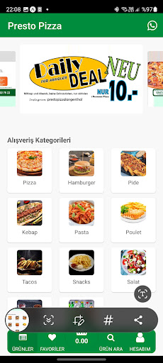 Android application Presto Pizza screenshort