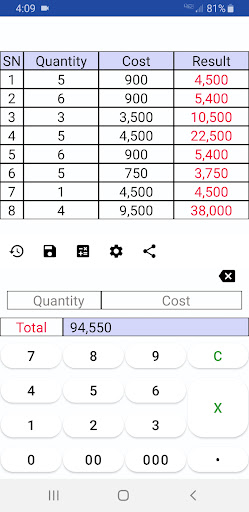 Android application Bills Calculator screenshort