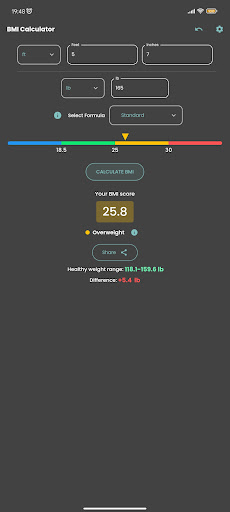 BMI Calculator Screen 3