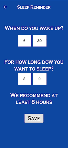 Android application Body Alarm screenshort