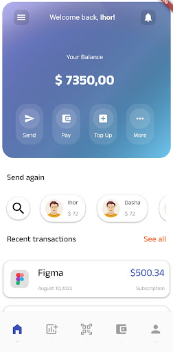 Android application Flutter Banking screenshort