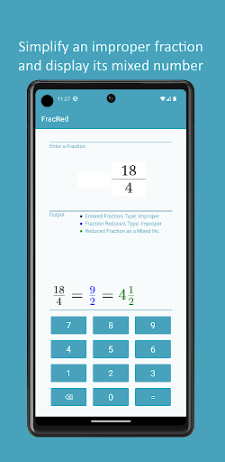 Android application FracRed: Reduce Fractions screenshort