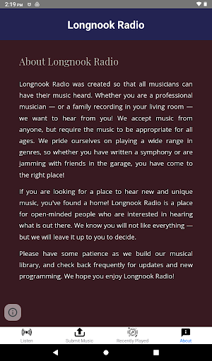 Longnook Radio Screen 2