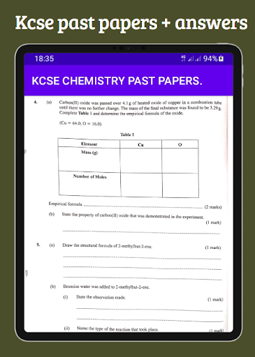 Chemistry Kcse past papers. Screen 3