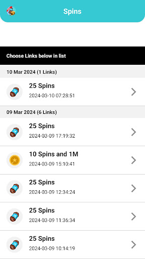 Spin Master -Coin & Spins Link Screen 2