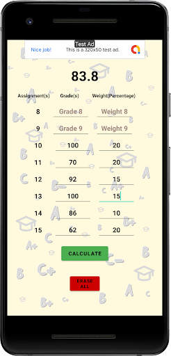 Grade Calculator Screen 2