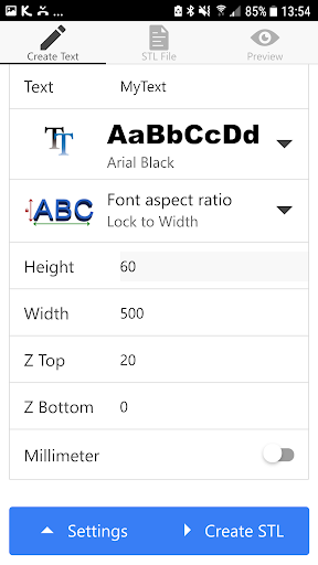 Android application Text To STL screenshort