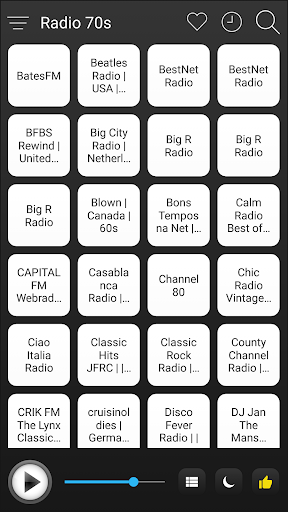 Android application 70s Radio FM AM Music screenshort